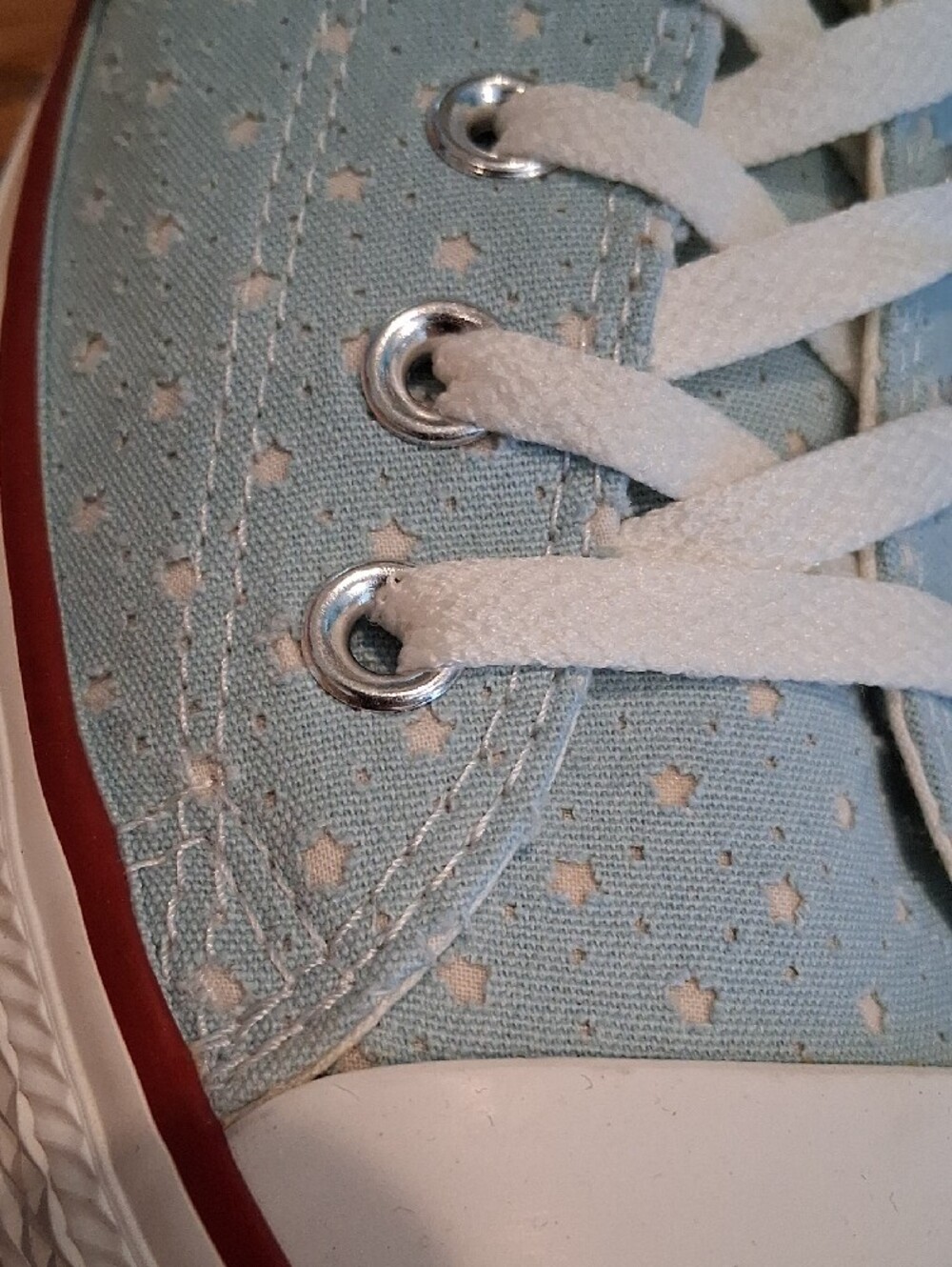 Converse Light Blue Polka Dot / Mini Stars Canvas Sneakers Women's 10 - Picture 2 of 11